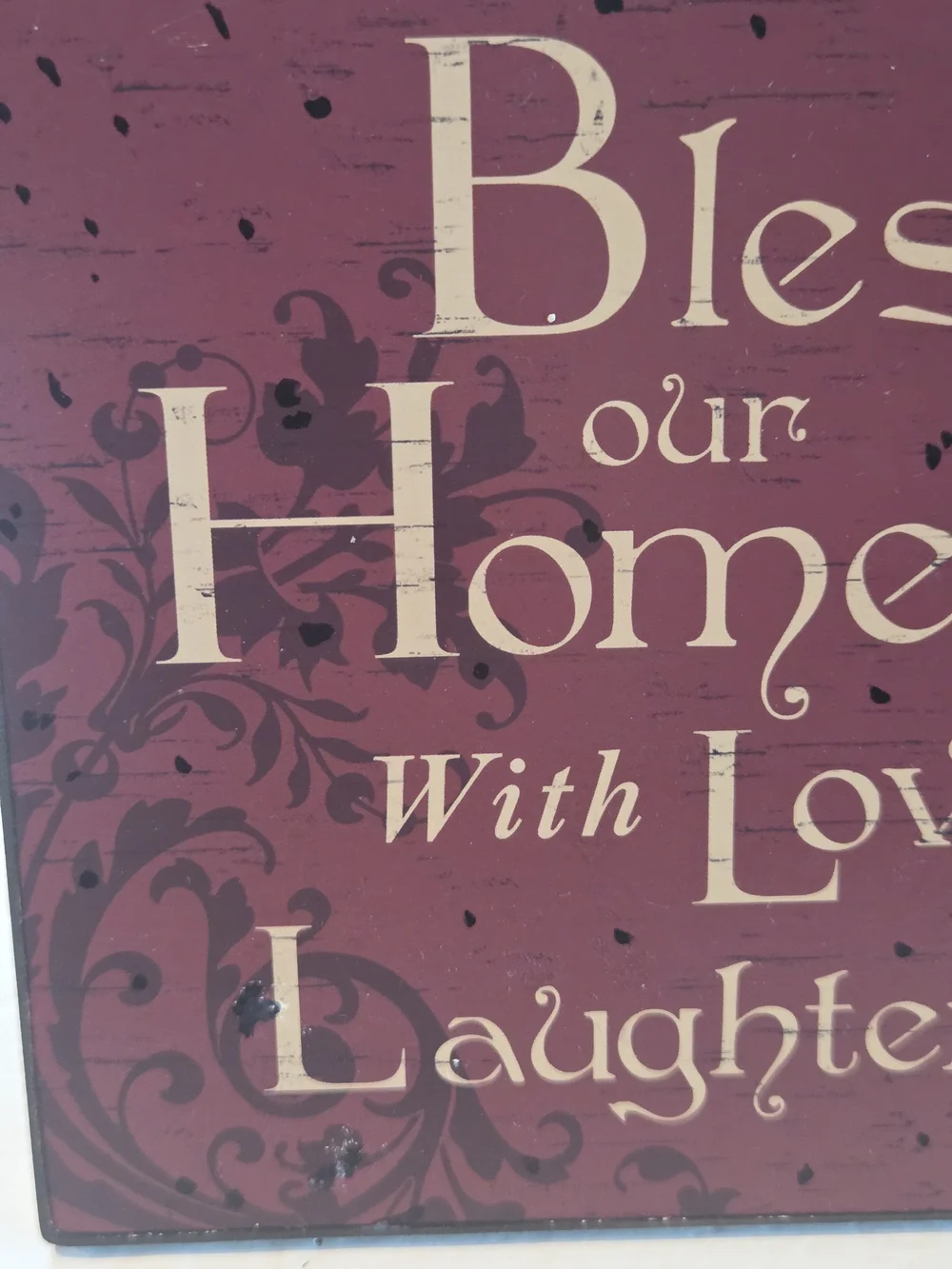 'Bless Our Home' Red and Cream 5